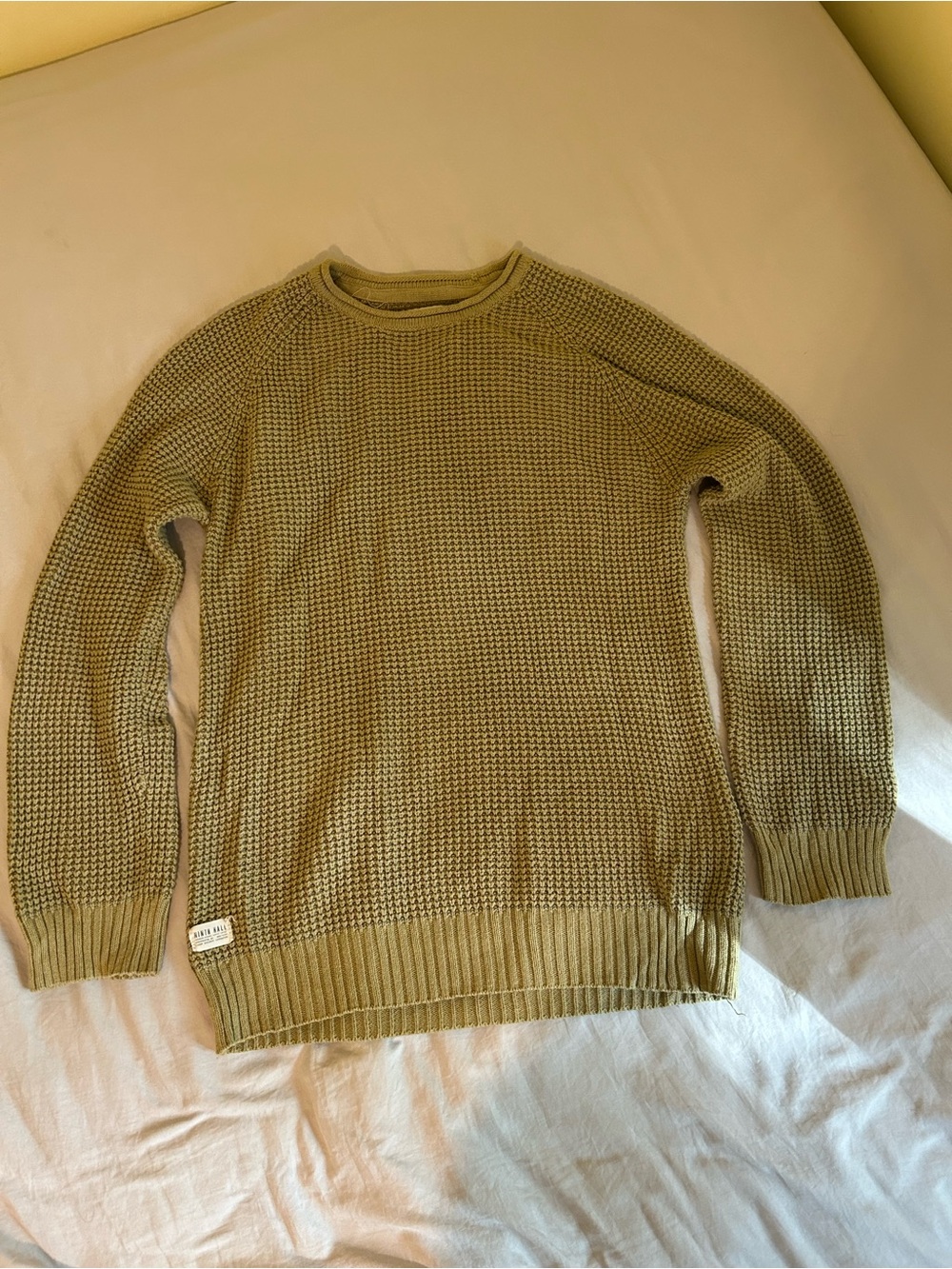 Ninth Hall Women’s Mustard Yellow Waffle Knit Crewneck Sweater Size Small